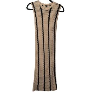 Monrow Midi Crochet Open Knit Tank Dress Cover Up
Cream Black Stripe Size XS